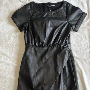 Anthropologie Black Faux Leather Dress